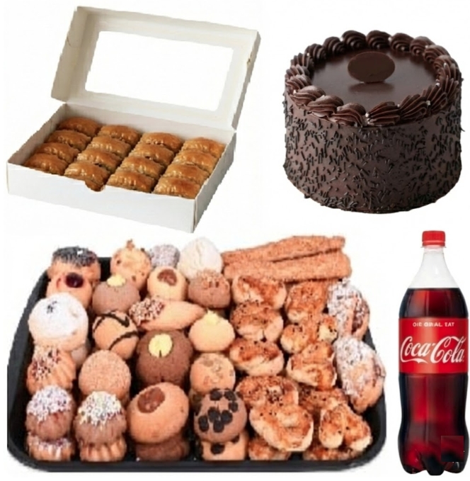 6-9 Kişilik Çikolatalı Yaş Pasta + Kuru Pasta + Cevizli Baklava Menü